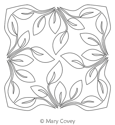 Bird on Vine Leaf Block 2 by Mary Covey. This image demonstrates how this computerized pattern will stitch out once loaded on your robotic quilting system. A full page pdf is included with the design download.