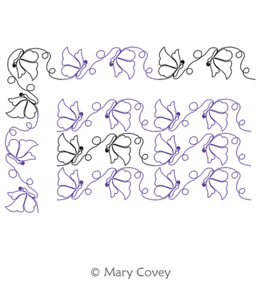 Butterfly Border or Panto and Corner by Mary Covey. This image demonstrates how this computerized pattern will stitch out once loaded on your robotic quilting system. A full page pdf is included with the design download.