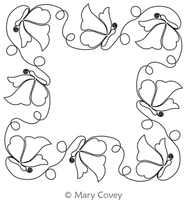 Butterfly Frame by Mary Covey. This image demonstrates how this computerized pattern will stitch out once loaded on your robotic quilting system. A full page pdf is included with the design download.