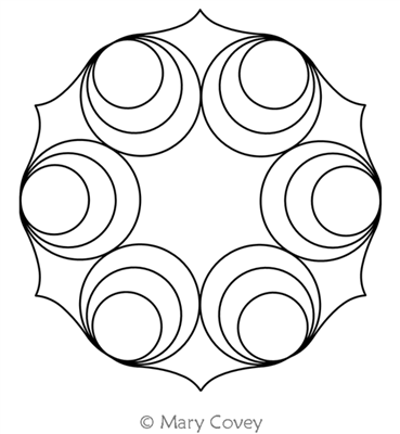 Connecting Circles Circle 1 by Mary Covey. This image demonstrates how this computerized pattern will stitch out once loaded on your robotic quilting system. A full page pdf is included with the design download.