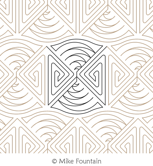 Doppleganger 2 by Mike Fountain. This image demonstrates how this computerized pattern will stitch out once loaded on your robotic quilting system. A full page pdf is included with the design download.