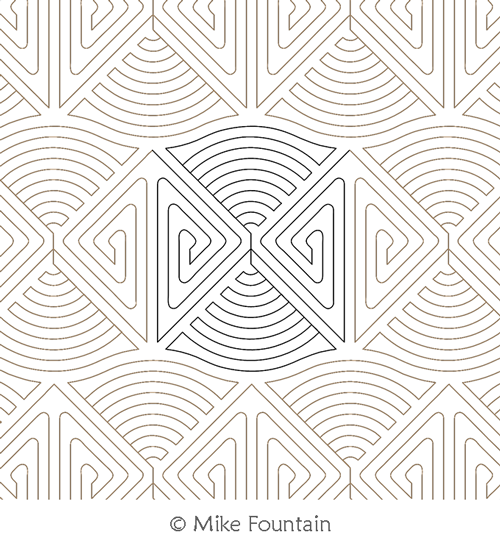 Doppleganger 4 by Mike Fountain. This image demonstrates how this computerized pattern will stitch out once loaded on your robotic quilting system. A full page pdf is included with the design download.