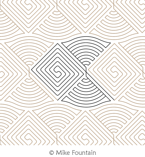 Doppleganger 5 by Mike Fountain. This image demonstrates how this computerized pattern will stitch out once loaded on your robotic quilting system. A full page pdf is included with the design download.
