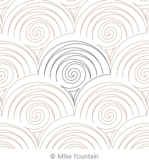 Fan  Swirl by Mike Fountain. This image demonstrates how this computerized pattern will stitch out once loaded on your robotic quilting system. A full page pdf is included with the design download.