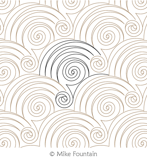 Fan Tail Swirl by Mike Fountain. This image demonstrates how this computerized pattern will stitch out once loaded on your robotic quilting system. A full page pdf is included with the design download.
