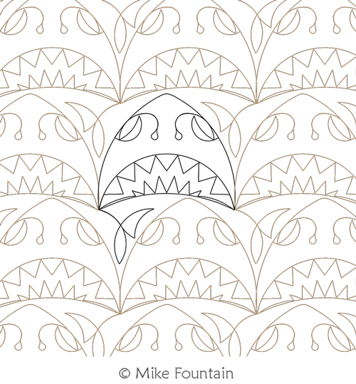 Sharks by Mike Fountain. This image demonstrates how this computerized pattern will stitch out once loaded on your robotic quilting system. A full page pdf is included with the design download.