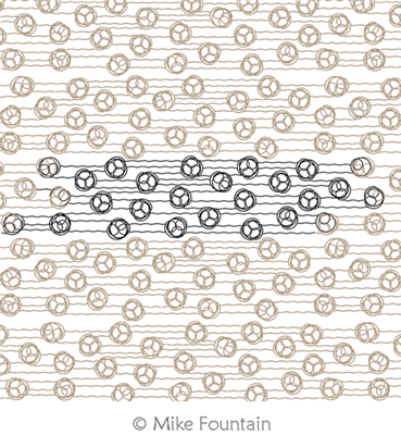 Balls-O-Yarn Wave by Mike Fountain. This image demonstrates how this computerized pattern will stitch out once loaded on your robotic quilting system. A full page pdf is included with the design download.