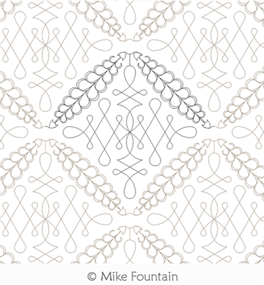 Feathers and Lace by Mike Fountain. This image demonstrates how this computerized pattern will stitch out once loaded on your robotic quilting system. A full page pdf is included with the design download.