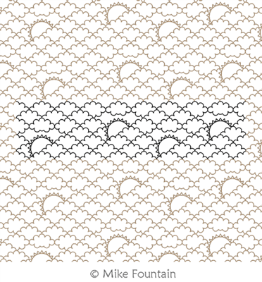 Partly Cloudy by Mike Fountain. This image demonstrates how this computerized pattern will stitch out once loaded on your robotic quilting system. A full page pdf is included with the design download.