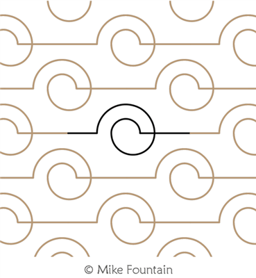 Roll On by Mike Fountain. This image demonstrates how this computerized pattern will stitch out once loaded on your robotic quilting system. A full page pdf is included with the design download.