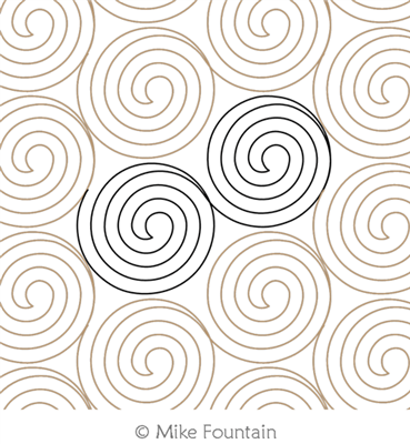 Swirl Away Jr by Mike Fountain. This image demonstrates how this computerized pattern will stitch out once loaded on your robotic quilting system. A full page pdf is included with the design download.