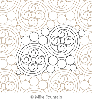 Swirls Pearls and Curls by Mike Fountain. This image demonstrates how this computerized pattern will stitch out once loaded on your robotic quilting system. A full page pdf is included with the design download.