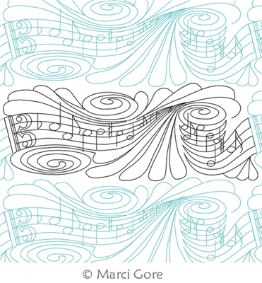 Digital Quilting Design Alto Clef by Marci Gore.