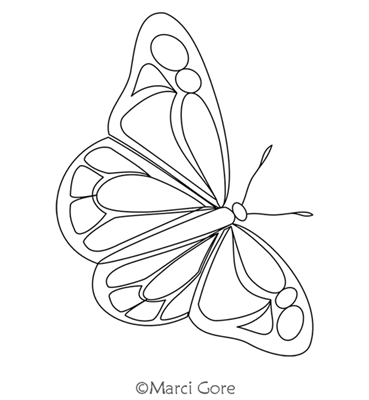 Butterfly Flutter Motif 3 by Marci Gore. This image demonstrates how this computerized pattern will stitch out once loaded on your robotic quilting system. A full page pdf is included with the design download.