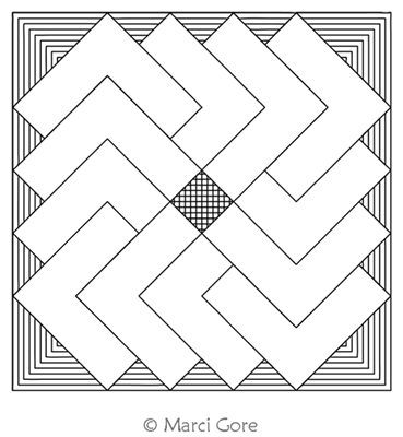 Palace Steps Block by Marci Gore. This image demonstrates how this computerized pattern will stitch out once loaded on your robotic quilting system. A full page pdf is included with the design download.