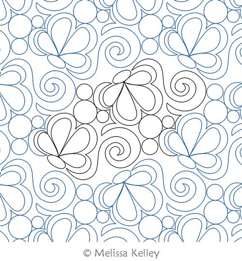 Barely Butterflies by Melissa Kelley. This image demonstrates how this computerized pattern will stitch out once loaded on your robotic quilting system. A full page pdf is included with the design download.