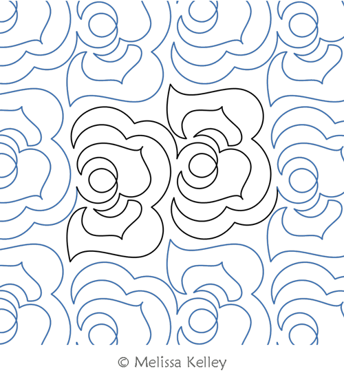 Blood Roses by Melissa Kelley. This image demonstrates how this computerized pattern will stitch out once loaded on your robotic quilting system. A full page pdf is included with the design download.