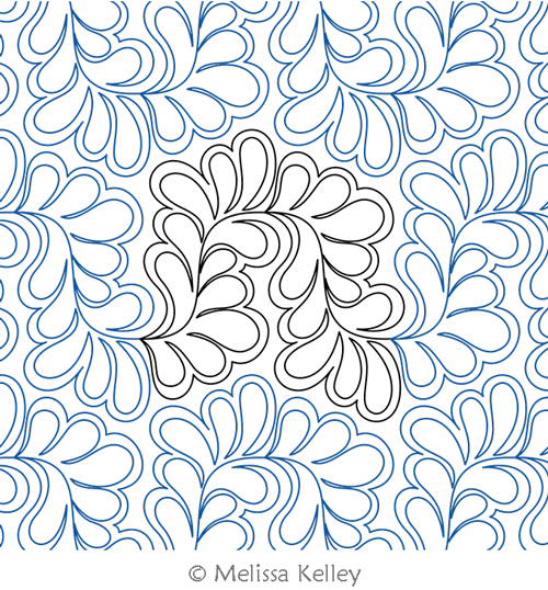 Bountiful Feathers MK by Melissa Kelley. This image demonstrates how this computerized pattern will stitch out once loaded on your robotic quilting system. A full page pdf is included with the design download.