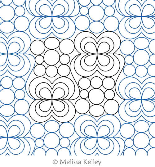 Bubble Blossoms by Melissa Kelley. This image demonstrates how this computerized pattern will stitch out once loaded on your robotic quilting system. A full page pdf is included with the design download.
