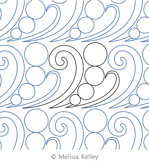 Bubbly Feathers Single by Melissa Kelley. This image demonstrates how this computerized pattern will stitch out once loaded on your robotic quilting system. A full page pdf is included with the design download.