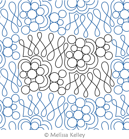 Bubbly Twist by Melissa Kelley. This image demonstrates how this computerized pattern will stitch out once loaded on your robotic quilting system. A full page pdf is included with the design download.