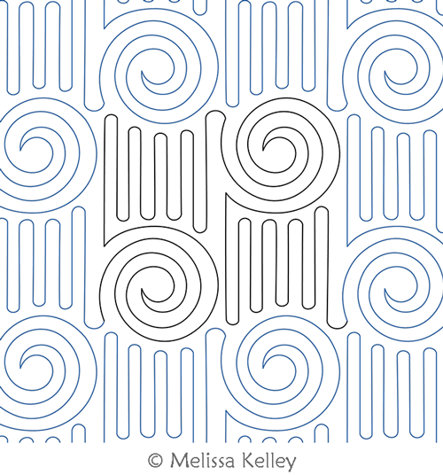Checkered Swirls by Melissa Kelley. This image demonstrates how this computerized pattern will stitch out once loaded on your robotic quilting system. A full page pdf is included with the design download.