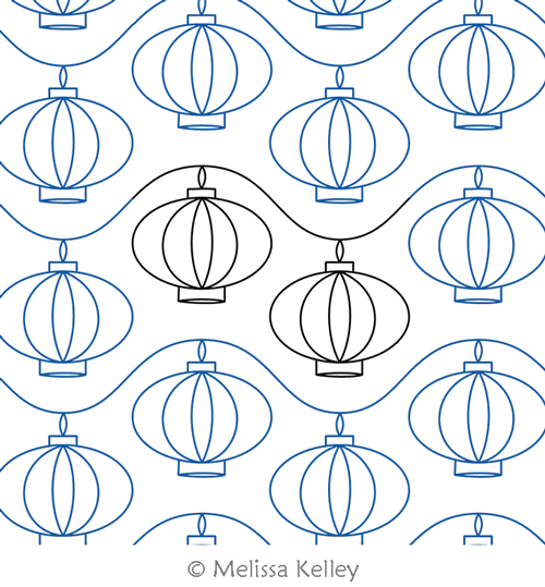 Chinese Lantern by Melissa Kelley. This image demonstrates how this computerized pattern will stitch out once loaded on your robotic quilting system. A full page pdf is included with the design download.
