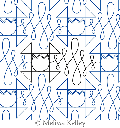 Churndash Tulips by Melissa Kelley. This image demonstrates how this computerized pattern will stitch out once loaded on your robotic quilting system. A full page pdf is included with the design download.