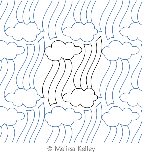 Cloud Slide by Melissa Kelley. This image demonstrates how this computerized pattern will stitch out once loaded on your robotic quilting system. A full page pdf is included with the design download.