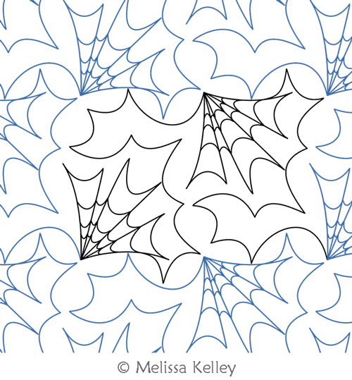 Cob Webs by Melissa Kelley. This image demonstrates how this computerized pattern will stitch out once loaded on your robotic quilting system. A full page pdf is included with the design download.
