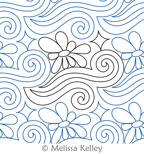 Daisy Dream by Melissa Kelley. This image demonstrates how this computerized pattern will stitch out once loaded on your robotic quilting system. A full page pdf is included with the design download.
