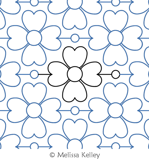 Darling Dot by Melissa Kelley. This image demonstrates how this computerized pattern will stitch out once loaded on your robotic quilting system. A full page pdf is included with the design download.