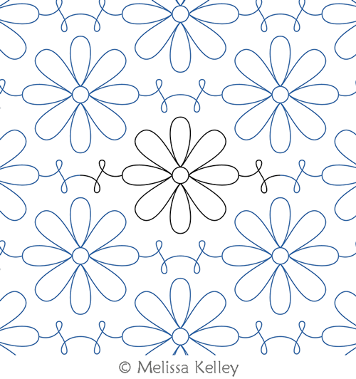 Delicate Daisy by Melissa Kelley. This image demonstrates how this computerized pattern will stitch out once loaded on your robotic quilting system. A full page pdf is included with the design download.