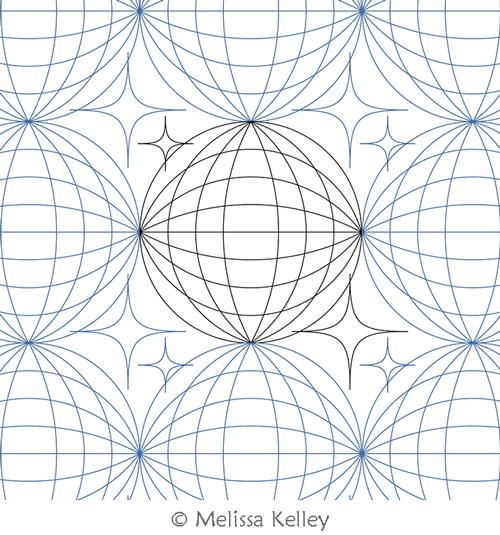 Disco Ball by Melissa Kelley. This image demonstrates how this computerized pattern will stitch out once loaded on your robotic quilting system. A full page pdf is included with the design download.