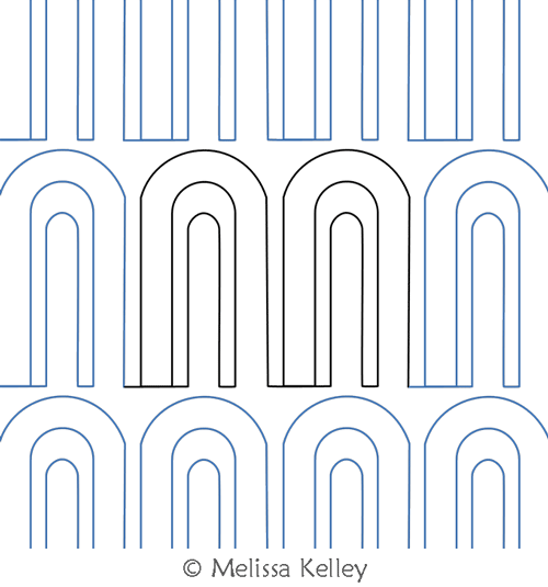 Double Hill by Melissa Kelley. This image demonstrates how this computerized pattern will stitch out once loaded on your robotic quilting system. A full page pdf is included with the design download.