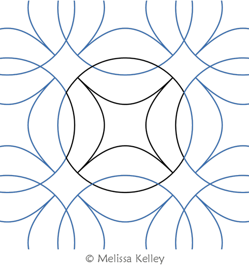 Double Wedding Ring  by Melissa Kelley. This image demonstrates how this computerized pattern will stitch out once loaded on your robotic quilting system. A full page pdf is included with the design download.