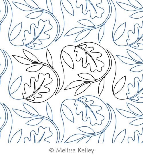 Fall Leaves by Melissa Kelley. This image demonstrates how this computerized pattern will stitch out once loaded on your robotic quilting system. A full page pdf is included with the design download.