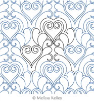 Feathered Hearts by Melissa Kelley. This image demonstrates how this computerized pattern will stitch out once loaded on your robotic quilting system. A full page pdf is included with the design download.