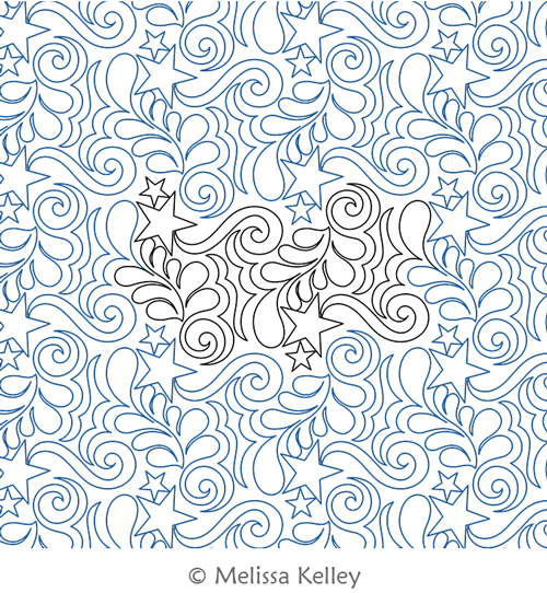 Feathered Stars by Melissa Kelley. This image demonstrates how this computerized pattern will stitch out once loaded on your robotic quilting system. A full page pdf is included with the design download.