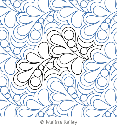 Fine Feathers  by Melissa Kelley. This image demonstrates how this computerized pattern will stitch out once loaded on your robotic quilting system. A full page pdf is included with the design download.
