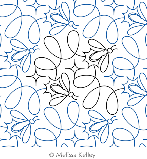 Firefly MK by Melissa Kelley. This image demonstrates how this computerized pattern will stitch out once loaded on your robotic quilting system. A full page pdf is included with the design download.