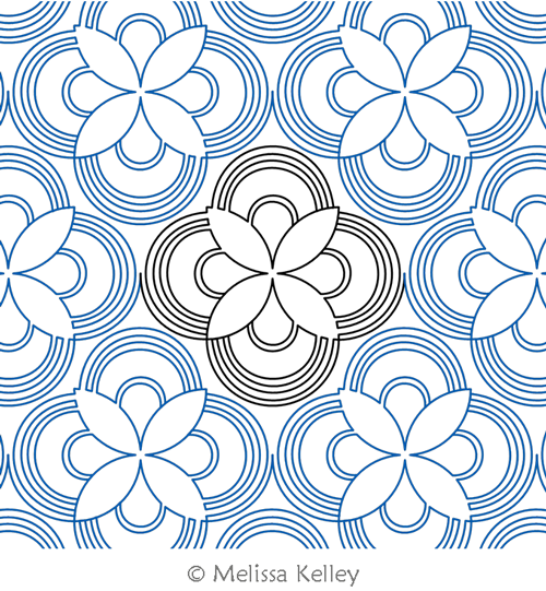 Flower Pop by Melissa Kelley. This image demonstrates how this computerized pattern will stitch out once loaded on your robotic quilting system. A full page pdf is included with the design download.