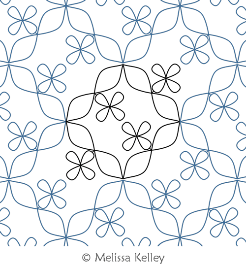 Flutter Twist by Melissa Kelley. This image demonstrates how this computerized pattern will stitch out once loaded on your robotic quilting system. A full page pdf is included with the design download.