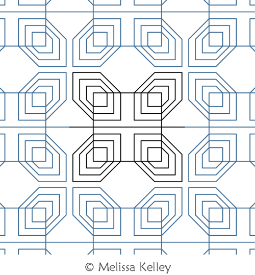 Folded Two by Melissa Kelley. This image demonstrates how this computerized pattern will stitch out once loaded on your robotic quilting system. A full page pdf is included with the design download.