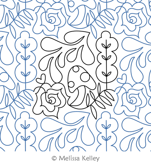 Funky Fungi by Melissa Kelley. This image demonstrates how this computerized pattern will stitch out once loaded on your robotic quilting system. A full page pdf is included with the design download.