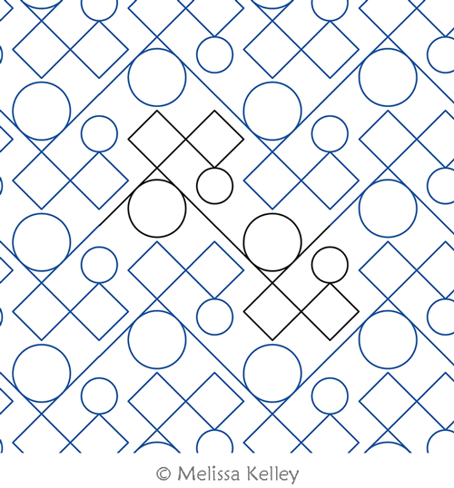Geo Matrix by Melissa Kelley. This image demonstrates how this computerized pattern will stitch out once loaded on your robotic quilting system. A full page pdf is included with the design download.