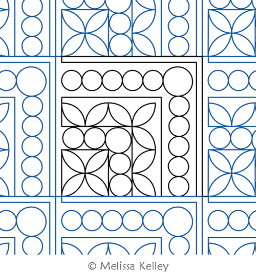 Geometric Garden by Melissa Kelley. This image demonstrates how this computerized pattern will stitch out once loaded on your robotic quilting system. A full page pdf is included with the design download.