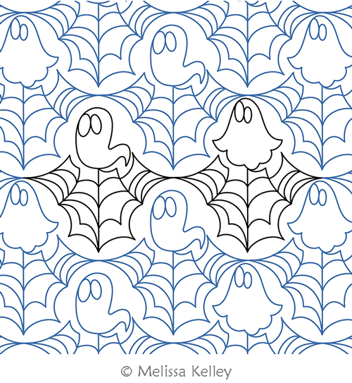 Ghost Webs Party by Melissa Kelley. This image demonstrates how this computerized pattern will stitch out once loaded on your robotic quilting system. A full page pdf is included with the design download.