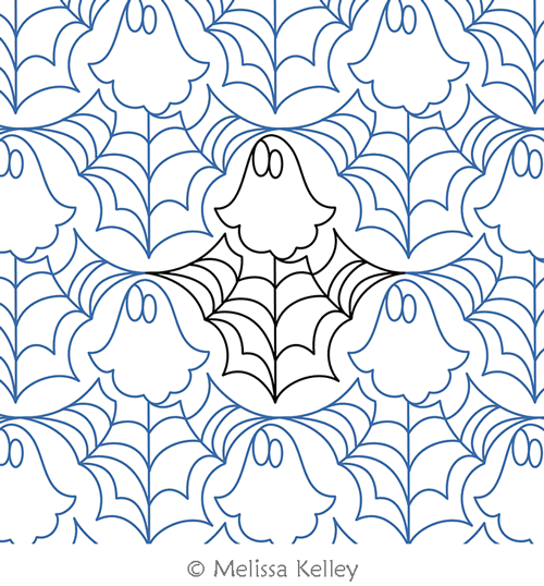 Ghost Webs Stella by Melissa Kelley. This image demonstrates how this computerized pattern will stitch out once loaded on your robotic quilting system. A full page pdf is included with the design download.