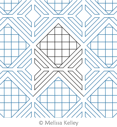 Grid Realm by Melissa Kelley. This image demonstrates how this computerized pattern will stitch out once loaded on your robotic quilting system. A full page pdf is included with the design download.